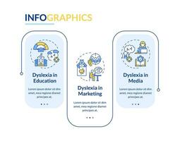 2d dyslexie vecteur infographie modèle avec linéaire Icônes concept, Les données visualisation avec 3 pas, processus chronologie graphique.
