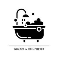 2d pixel parfait silhouette glyphe style bulle une baignoire icône, isolé vecteur, illustration, solide pictogramme. vecteur