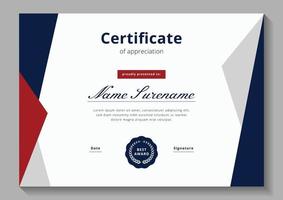 modèle de conception de certificat minimaliste rouge et bleu vecteur