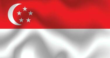 plat illustration de Singapour drapeau. Singapour drapeau conception. Singapour vague drapeau. vecteur