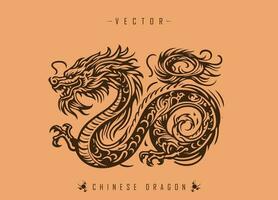 le ancien art de dragon illustration dans Oriental décoratif style vecteur