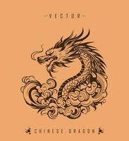 le ancien art de dragon illustration dans Oriental décoratif style vecteur