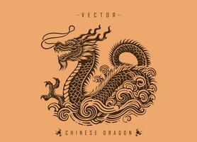 le ancien art de dragon illustration dans Oriental décoratif style vecteur