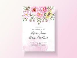 cartes d'invitation de mariage romantique aquarelle florale vecteur