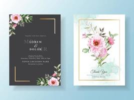 cartes d'invitation de mariage romantique aquarelle florale vecteur