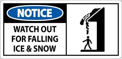 remarquer signe regarder en dehors pour chute la glace et neige vecteur