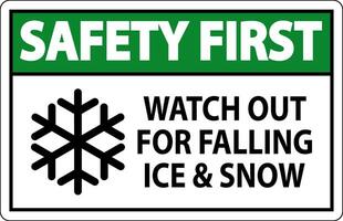 sécurité premier signe regarder en dehors pour chute la glace et neige vecteur