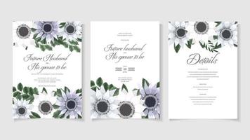 modèle d'invitation de noces de mariage de fleurs florales romantiques vecteur