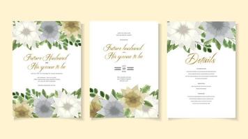 invitation de mariage floral botanique romantique fleur remercier rsvp réservez la date vecteur