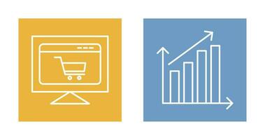 commerce électronique site Internet et en hausse statistiques icône vecteur