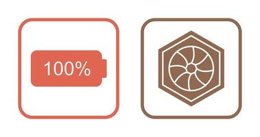 plein batterie et hexagonal diaphragme icône vecteur