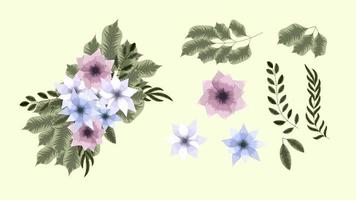 éléments floraux collection printemps fleurs éléments clip art détaillés vecteur