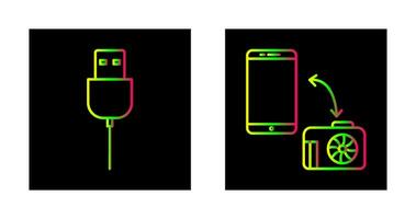 USB câble et transfert images icône vecteur