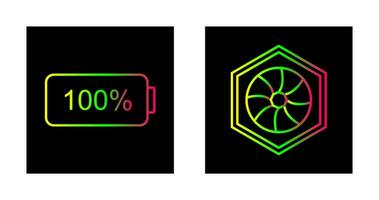 plein batterie et hexagonal diaphragme icône vecteur