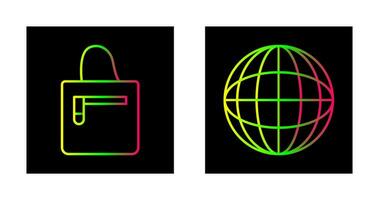 Sac à main et globe icône vecteur