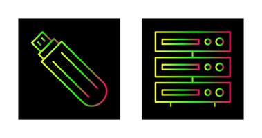 USB conduire et serveur icône vecteur