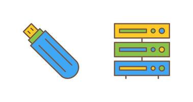 USB conduire et serveur icône vecteur