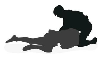 image de silhouettes sambo les athlètes dans sambo lutte, combat sambo, duel, lutte, bagarre à coups de poings, lutte, lutte, bagarre, jiu jitsu. martial art, esprit sportif vecteur