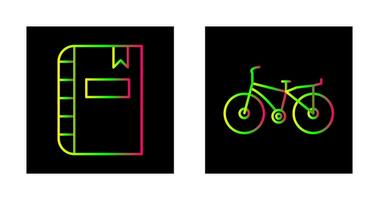 journal intime et vélo icône vecteur