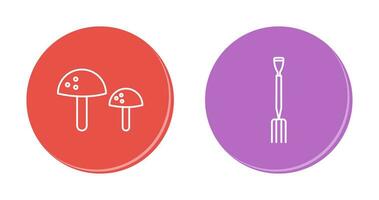 champignons et jardinage fourchette icône vecteur