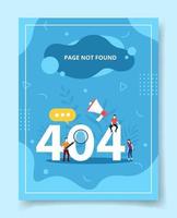page non trouvée les gens portent la loupe 404 pour le modèle de bannières vecteur