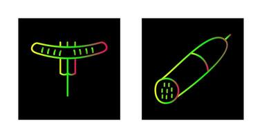 saucisse sur fourchette et salami icône vecteur