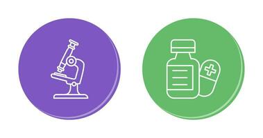 microscope et pilule icône vecteur