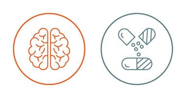 cerveau et capsule icône vecteur