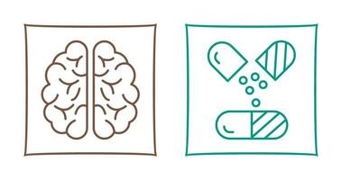 cerveau et capsule icône vecteur