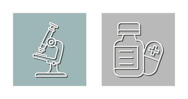 microscope et pilule icône vecteur