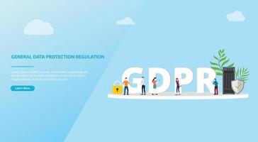 concept de réglementation générale de la protection des données du gdpr pour le modèle de site Web vecteur