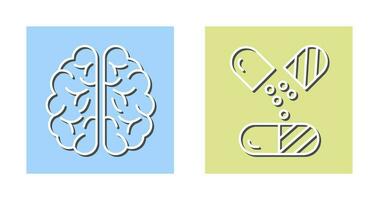 cerveau et capsule icône vecteur