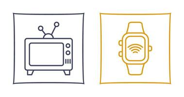 télévision et intelligent regarder icône vecteur