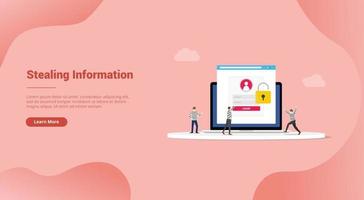 vol d'informations concept de voleur de piratage numérique vecteur