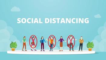 concept de distanciation sociale avec les gens dans le concept de foule et de distance vecteur