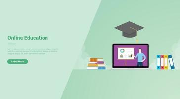 concept de campagne d'éducation en ligne pour l'atterrissage du modèle de site Web vecteur