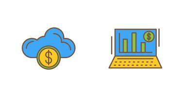 nuage l'informatique et bar graphique icône vecteur