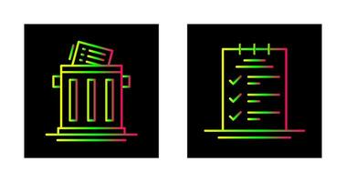 poubelle liste et réservation liste de contrôle icône vecteur