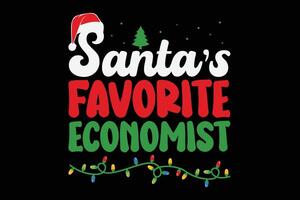 Père Noël préféré économiste Noël T-shirt conception vecteur
