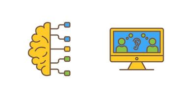cerveau et écoute icône vecteur