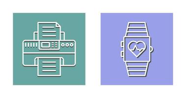 montre intelligente et imprimante icône vecteur