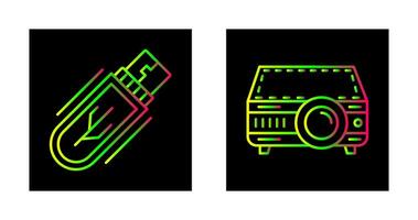 USB conduire et projecteur icône vecteur