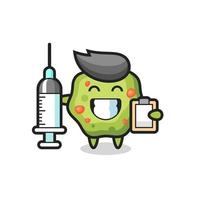 illustration de mascotte de vomi en tant que médecin vecteur