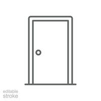 porte icône. Facile contour style. de face porte, serrure, cadre, chambre, loger, Accueil intérieur concept. mince ligne symbole. vecteur illustration isolé. modifiable accident vasculaire cérébral.