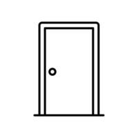 porte icône. Facile contour style. de face porte, serrure, cadre, chambre, loger, Accueil intérieur concept. mince ligne symbole. vecteur illustration isolé.