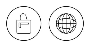 Sac à main et globe icône vecteur