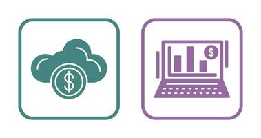 nuage l'informatique et bar graphique icône vecteur