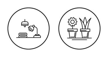 les lampes et maison les plantes icône vecteur