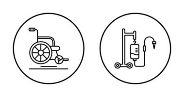 roue chaise et intraveineux icône vecteur