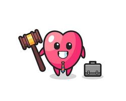 illustration de la mascotte du symbole du coeur en tant qu'avocat vecteur